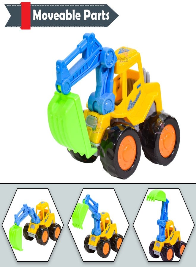 WISHKEY Plastic Push and Go Construction Truck Set, 2 Friction Powered Trucks Resemble Excavator, Moveable Parts, Non-Toxic ABS Plastic, Multicolor, 3+ Years (Set of 2) - Image 5